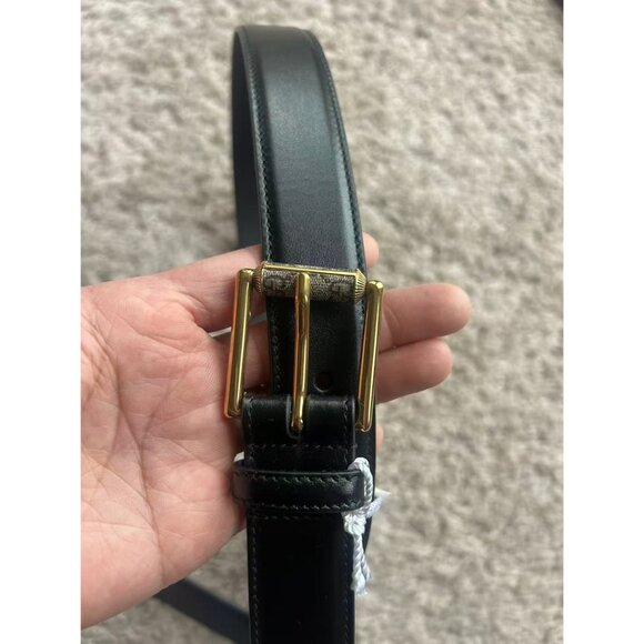 Gucci GG Rectangular Monogram Leather Single Buckle Belt Black 90cm - Picture 5 of 7